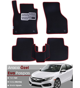 HONDA CİVİC FC5 (2016-2021) Uyumlu EVA Paspas Tam Set–Araca Özel,Su Geçirmez,Kolay Montaj