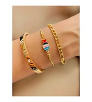 Altın Kaplama 3 lü Kombin Bileklik Seti Gold Renk Kadın Zincir Bilezik Künye Asansör Pandora