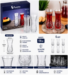 PAŞABAHÇE TIMELESS 6`LI ÇAY BARDAĞI