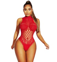 Balıkçı File Model Bodysuıt  Fantezi Vücut Çorabı 3011 (Kırmızı)