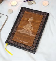 İzmir Desenli Termo Deri + Ahşap Anı Defteri - Çizgili Defter - Hediyelik (17x24 cm- 320 Sayfa)