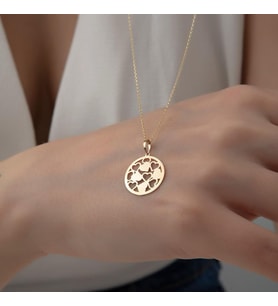 Kişiye Özel 925 Ayar Gümüş Şık Kalpler Kolye (Gold)