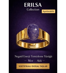 Sertifikalı Mor Akik Doğal Taş Yüzük – Negatif Enerji Temizleme Ayarlanabilir (Çok Renkli)