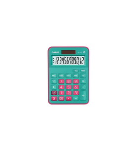 Casio Hesap Makinesi Masa Üstü 12 Hane Yeşil + Pembe Hesap Makinası