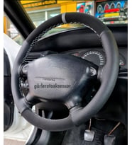 Opel Vectra B Uyumlu Dikmeli Direksiyon Kılıfı Gri Yüzüklü Noktalı Nubuk