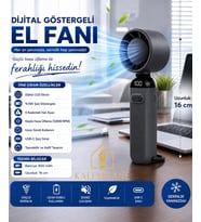 Kalemhane Dijital Göstergeli 5 Kademeli Hareketli Başlık El Fanı Füme