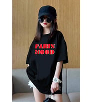 Çocuk Paris Mood Baskılı Pamuklu Tshirt (Siyah)