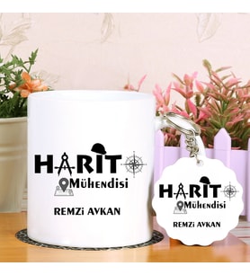 Harita Mühendislerine Özel  Kupa Bardak ve Anahtarlık Hediye Seti (Model 1)