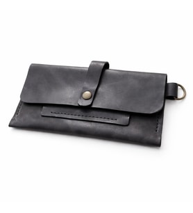 SD Heritage Long Wallet – El Yapımı Hakiki Deri Unisex Cüzdan (Antrasit - Gold)