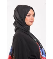 Çiçekli Desen Pavia Seri Şal Eşarp Askısı ile Birlikte 90X200 cm Siyah Sarı-90X2
