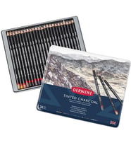 Derwent Tinted Charcoal Sulandırılabilen Renkli Füzen Kalem 24lü Set