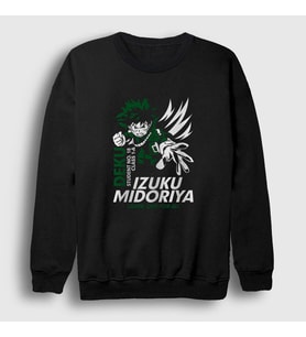 Presmono Unisex Siyah Izuku Anime Boku No Hero Academia Sweatshirt 128727tt