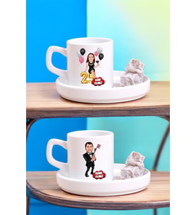 Eşe Doğum Günü Hediyesi Kişiye Özel Karikatürlü Türk Kahvesi Fincanı
