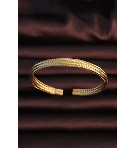 316L Çelik Altın Renk Hasır Görünüm Erkek Bileklik 5886 - SSSSSS2549-9072