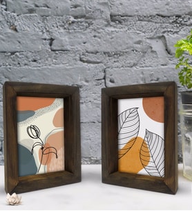 Bk Gift Dekoratif 2'li Doğal Masif Ahşap Çerçeve 15x20cm-7 (Beyaz)