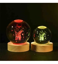 Wolawood Kristal Cam Kar Küresi 3D Renk Değiştiren Rgb'li Doğal Ahşap Standlı USB Kablolu LED Işıklı Lamba Seti Konsept Dekoratif Hediyelik Eşya Top Dekor Özel Premium Seri