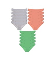 15 adet Süper Eko Set Likralı Kadın Slip Külot Gri Pudra Yeşil