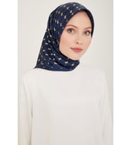 Belli % 100 Twill İpek Eşarp 4006-03 Lacivert