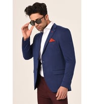 Açık Lacivert,Blazer Tek Ceket Mono Yaka Slim Fit  Agustini
