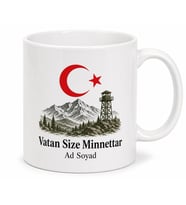 Sınır Muhafızlarına Hediye Vatan Size Minnettar Baskılı Kupa Bardak