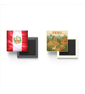 Buzdolap Magnetleri - Peru Bayrağı ve Paper Cut Tema - 2'li Set Magneti