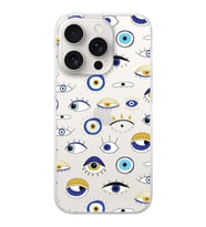 PrintiFy Apple  iPhone 15 Pro Max ile Uyumlu 1mm Slim Fit Nazar Boncuğu 2 Baskılı Şeffaf  Kılıf