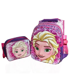 Mor Frozen Elsa Sırt Çantası + Beslenme - Elsa İlkokul Çantası Karlar Ülkesi Kız Çocuk Okul Çantası (Karışık)