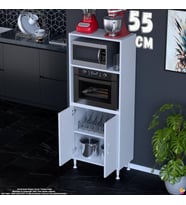 Eliusta Duru 55 cm Mutfak Kiler Dolabı İki Kapaklı Mikrodalga Fırın Dolap Raflı Banyo Dolabı 55x150x32 cm