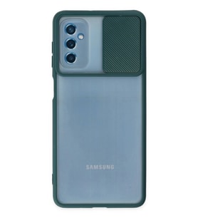Durukar® Samsung Galaxy M52 5G Kılıf Palm Buzlu Kamera Sürgülü Silikon - Yeşil