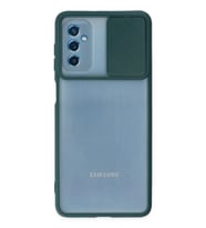 Durukar® Samsung Galaxy M52 5G Kılıf Palm Buzlu Kamera Sürgülü Silikon - Yeşil