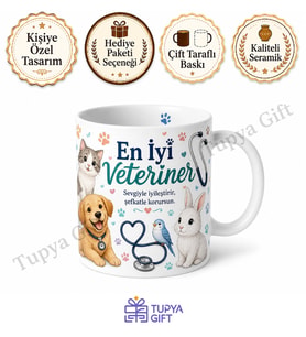 Veterinere Hediye Hayvan Temalı Kişiye Özel Baskılı Kupa Bardak