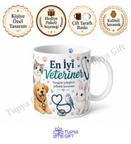 Veterinere Hediye Hayvan Temalı Kişiye Özel Baskılı Kupa Bardak