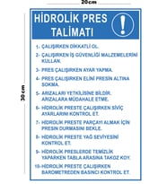 Metal Hidrolik Pres Talimatı 20cm x 30cm A4 Büyüklüğünde Uyarı Levhası Yönlendirme Tabelası