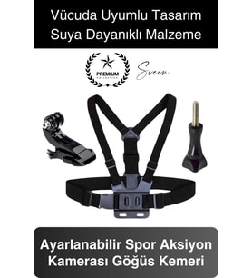 Premium Ayarlanabilir Göğüse Sabitlenen Spor Aksiyon Kamerası Kemeri Video Görüntü Çekim Ekipmanı