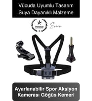 Premium Ayarlanabilir Göğüse Sabitlenen Spor Aksiyon Kamerası Kemeri Video Görüntü Çekim Ekipmanı