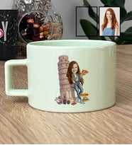 Kişiye Özel Karikatürlü Pisa Kulesi Lüks Pastel Fincan Doğum Günü Hediyesi
