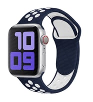 Apple Watch 10/11 42mm-38/40/41mm Kordon Delikli Spor Kordon 2/3/4/5/6/se/7/8/9 (Lacivert-Beyaz)