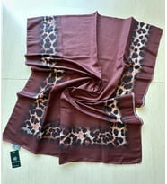 Soft Zarif Leopar Desenli Moda Trend Şal (Kahverengi)