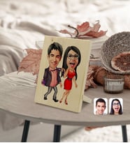 BK Gift Kişiye Özel Sevgililer Karikatürlü Dekoratif Ahşap Çerçeve Model 4