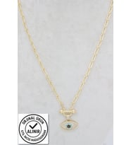 VİP SERİSİ GÖZ ZİRKON TAŞLI KOLYE (Altın Rengi)