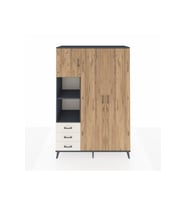 Hyperion Dolap 6 Raflı 3 Çekmeceli Tek Askılı 132x44x195 Antrasit-Çam/Aytaşı