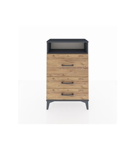 Arges Komodin Tek Raflı 3 Çekmeceli 60x30x96 Antrasit-Çam