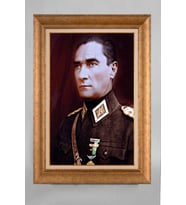 Altın Varaklı Çerçeveli Paspartulu Atatürk Tablo a423 (Gold)