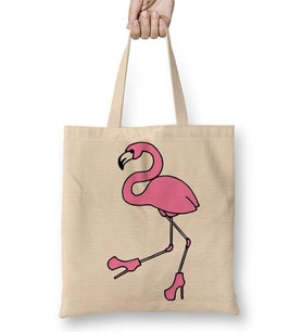 Komik Flamingo Bez Çanta Uzun Saplı
