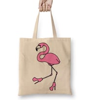 Komik Flamingo Bez Çanta Uzun Saplı