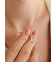 Kişiye Özel 925 Ayar Gümüş Minimalist Uçak Model Kolye (Gold)