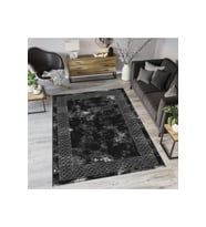 Rovigo Home Dijital Baskı Yıkanabilir Kaymaz Taban Salon Halısı RVG0582-SM33 (Siyah)