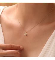 925 Ayar Gümüş Baget Taşlı Çiçek Kolye (Altın)