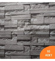 10 Adet 70-77cm Gri Taş Desen Yapışkanlı Duvar Kağıdı Panel NW115 5.3 m2 (Yeşil)