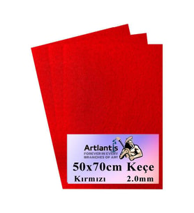 Kırmızı Keçe 50x70 cm 2.0 mm 3 Adet Renkli Hobi Keçesi Elişi Keçesi Anasınıfı Kreş Okul Öncesi 